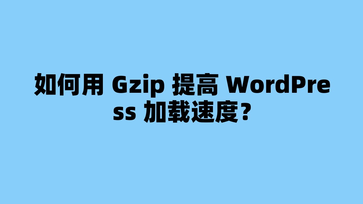 如何用 Gzip 提高 WordPress 加载速度？ 杂七杂八-第1张