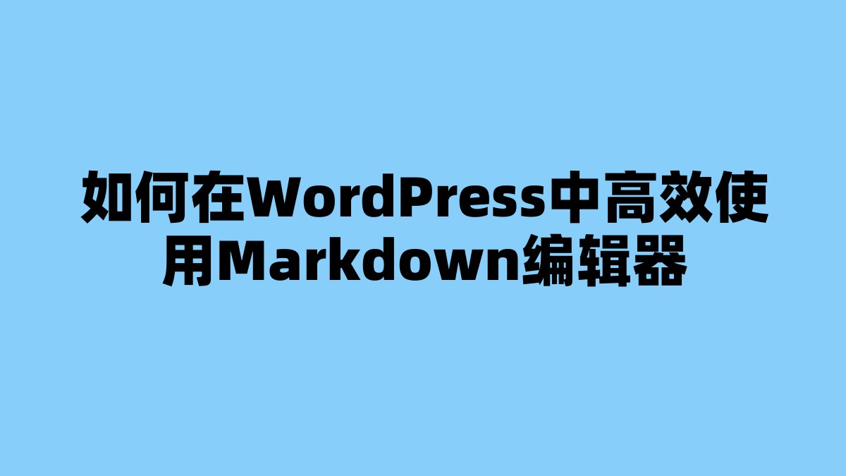 如何在WordPress中高效使用Markdown编辑器 杂七杂八-第1张