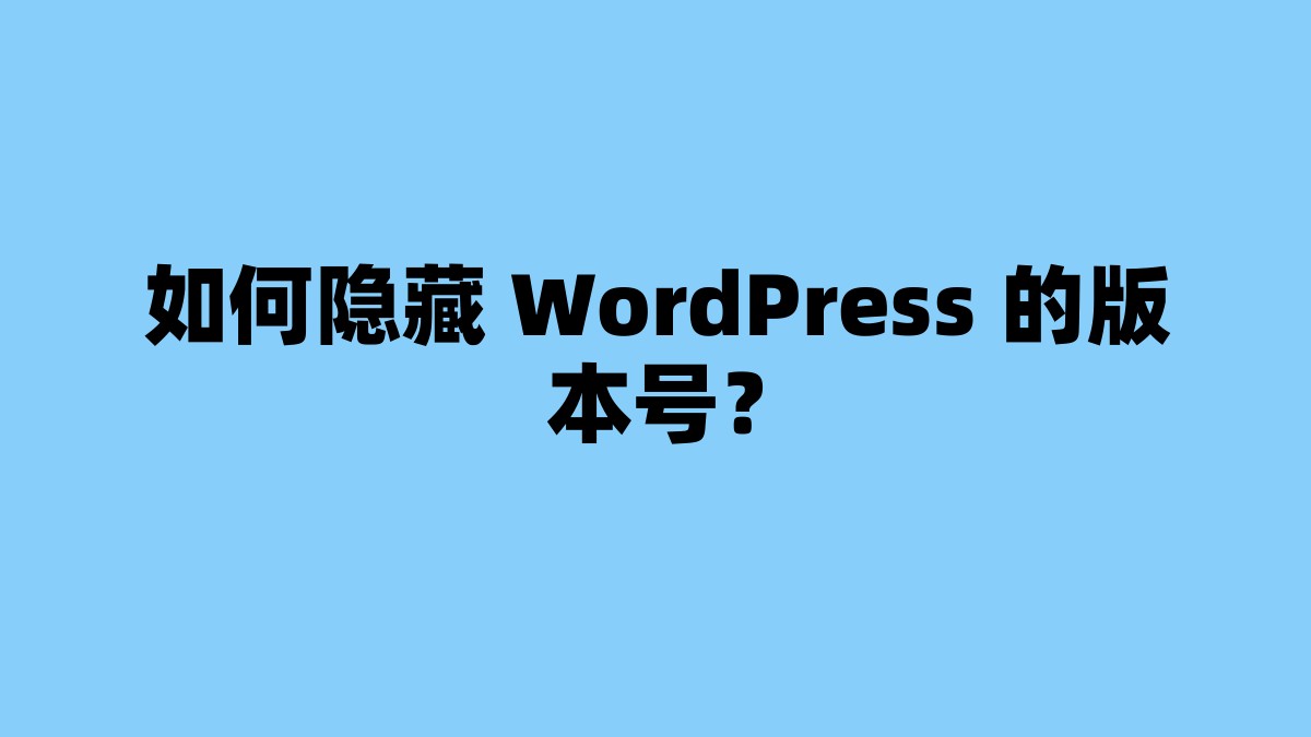 如何隐藏 WordPress 的版本号？ 杂七杂八-第1张