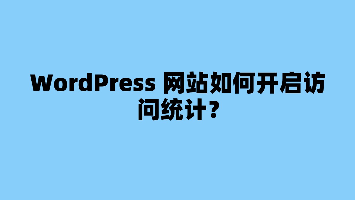 WordPress 网站如何开启访问统计？ 杂七杂八-第1张