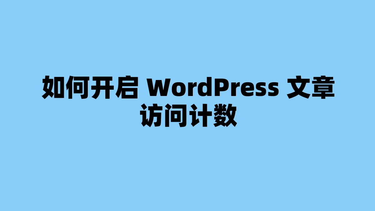 如何开启 WordPress 文章访问计数