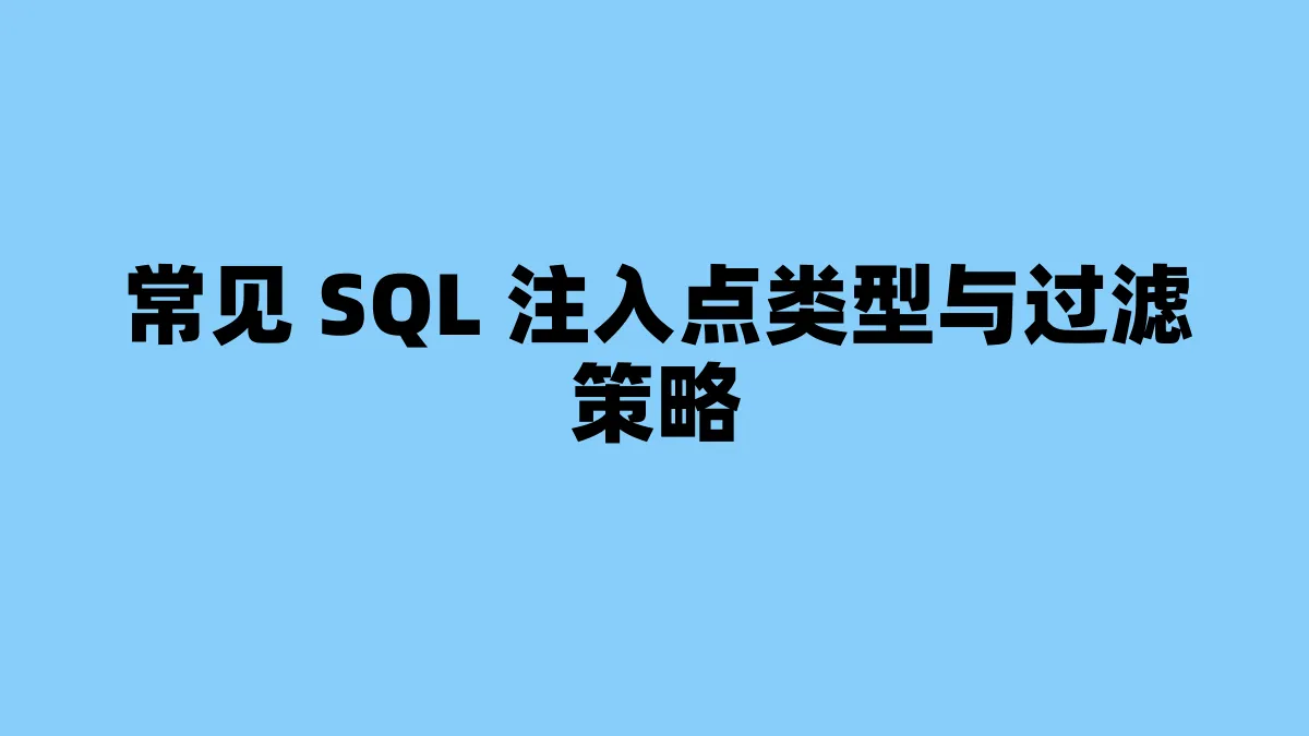 常见 SQL 注入点类型与过滤策略