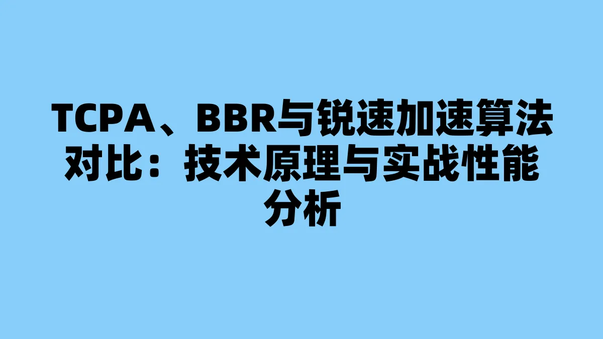 TCPA、BBR与锐速加速算法对比：技术原理与实战性能分析