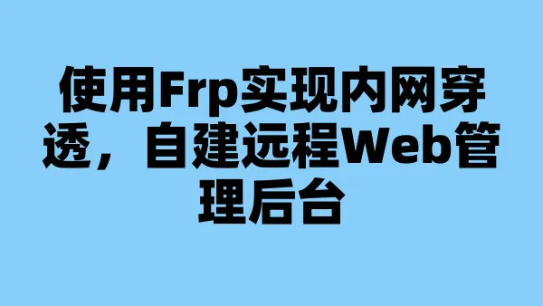 使用Frp实现内网穿透，自建远程Web管理后台