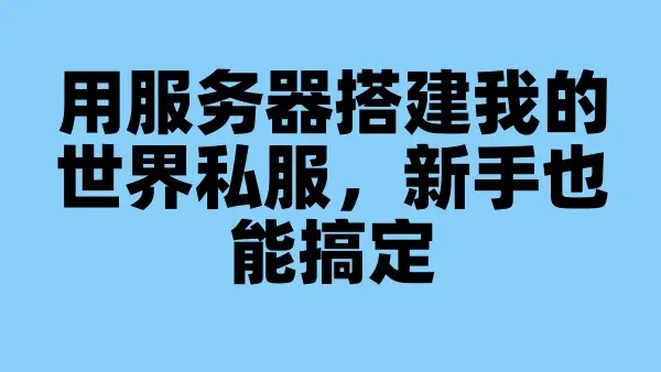 用服务器搭建我的世界私服，新手也能搞定
