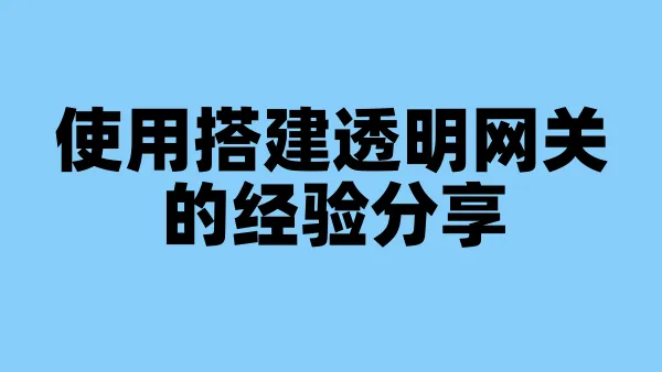 使用搭建透明网关的经验分享