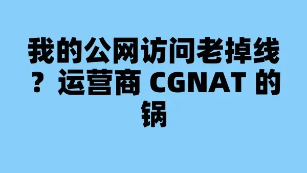 我的公网访问老掉线？运营商 CGNAT 的锅
