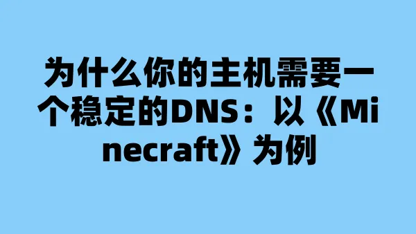 为什么你的主机需要一个稳定的DNS:以《Minecraft》为例