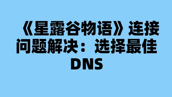 《星露谷物语》连接问题解决:选择最佳DNS