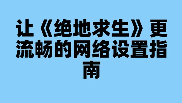 让《绝地求生》更流畅的网络设置指南