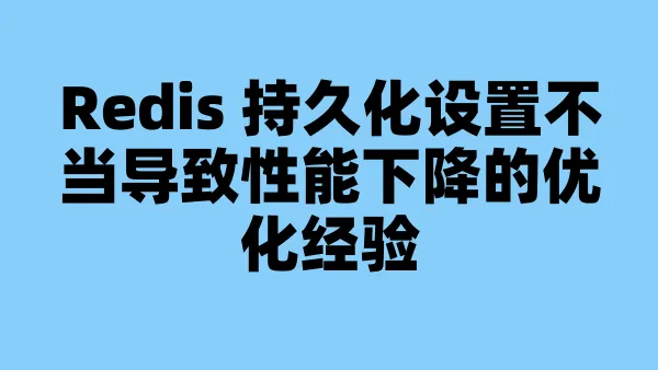 Redis 持久化设置不当导致性能下降的优化经验