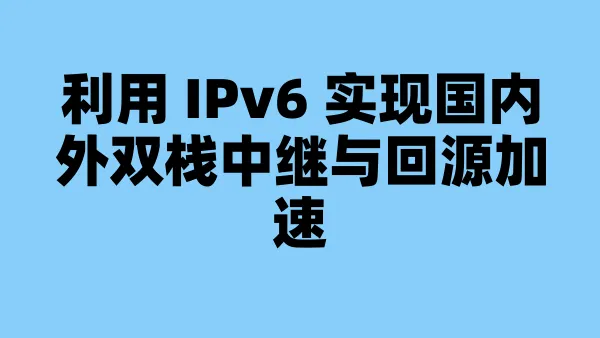 利用 IPv6 实现国内外双栈中继与回源加速