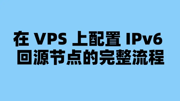 在 VPS 上配置 IPv6 回源节点的完整流程