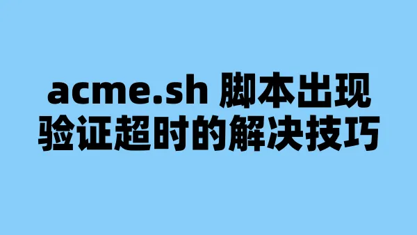 acme.sh 脚本出现验证超时的解决技巧