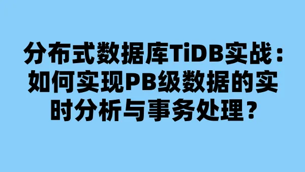 分布式数据库TiDB实战：如何实现PB级数据的实时分析与事务处理？