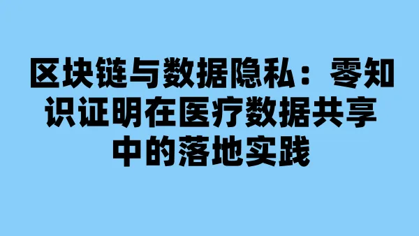 区块链与数据隐私:零知识证明在医疗数据共享中的落地实践